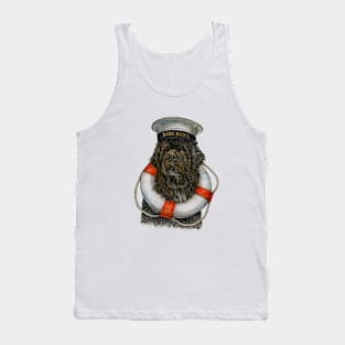 Newfoundland Dog with Life Ring and Sailor Cap Tank Top